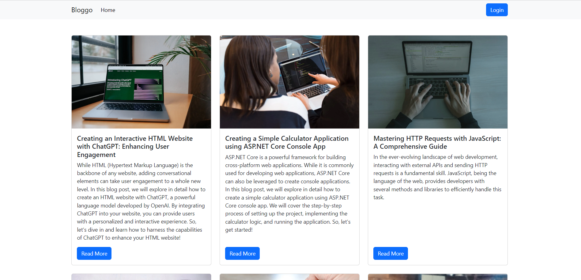 A mockup of Blog Website